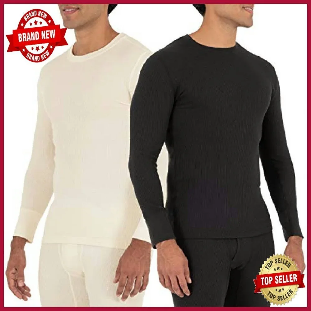 Men's Thermal Crew Top Waffle Knit Long Sleeve Base Layer